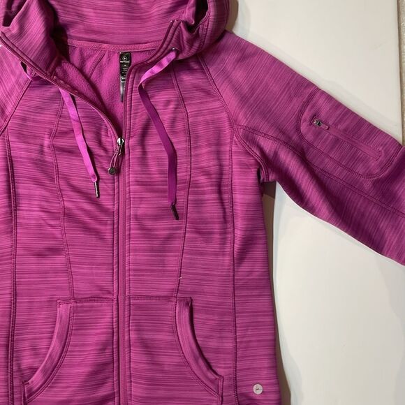 90 Degree by Reflex Women’s Full Zip Hoodie Jacket Purple Pink Striped Sz M - Picture 3 of 7